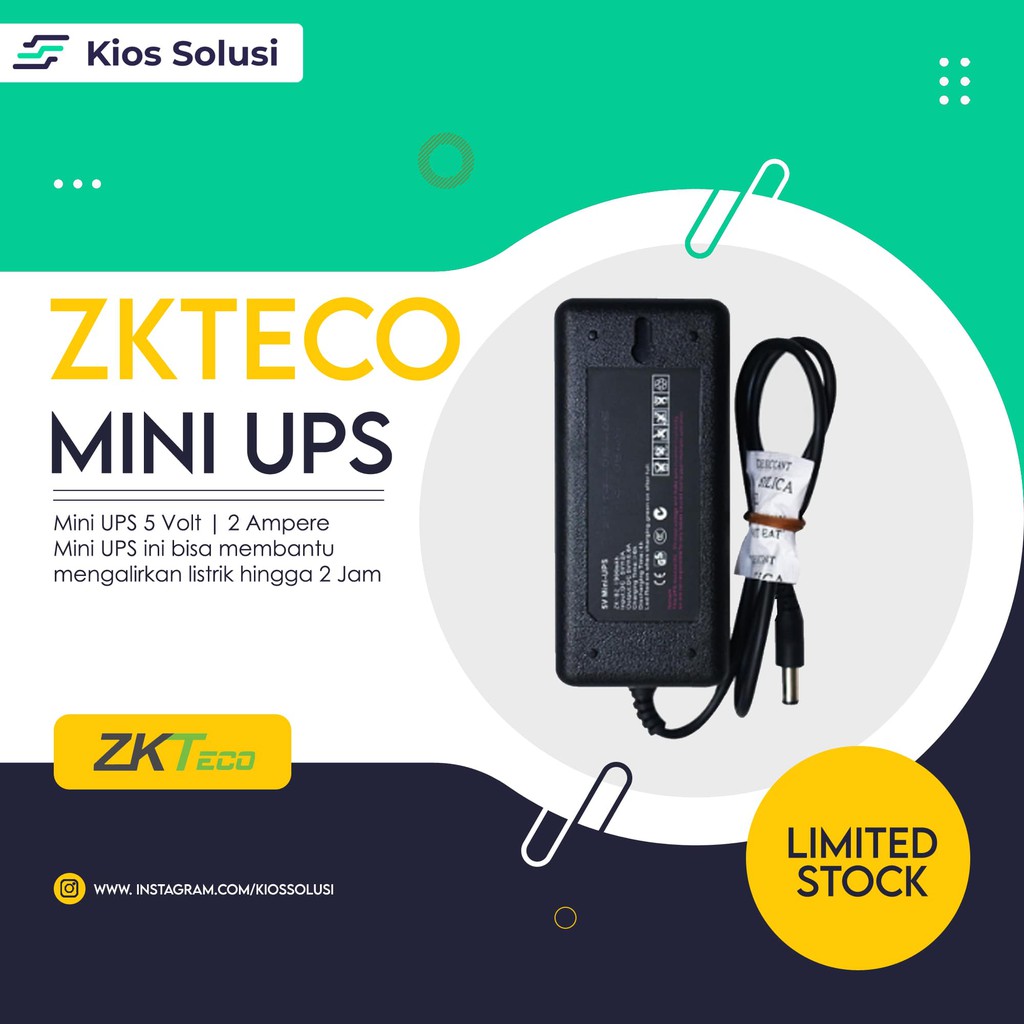 Cadangan Daya Listrik Mini UPS ZKTECO 5 Volt 2 Ampere | Mini UPS Mesin Absen ZKTECO