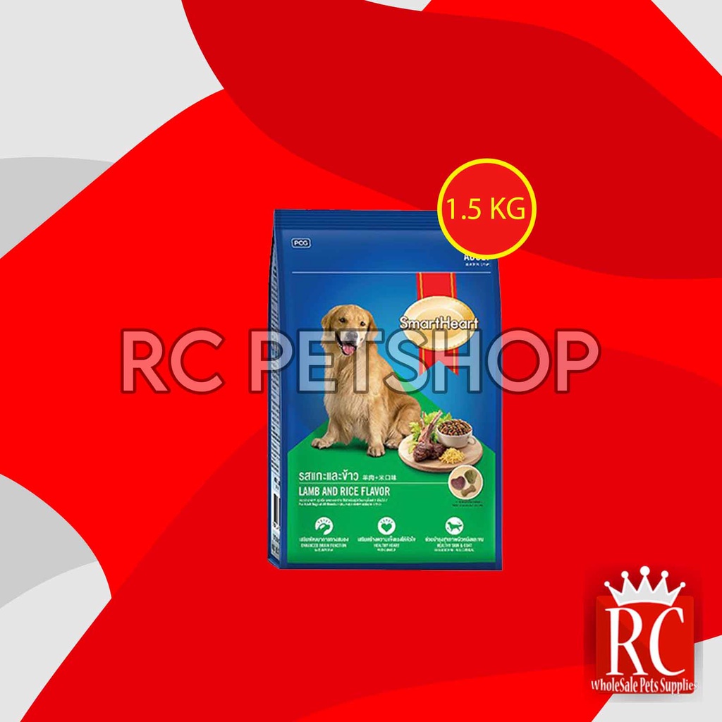 SmartHeart Dog Food Makanan Anjing Dewasa Adult lamb Rice 1.5 KG