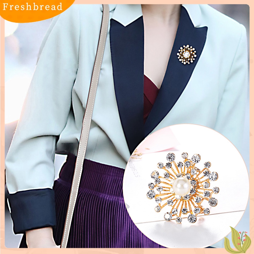 Terlaris Brooch Pin Elegant Clothes Accessories Vintage Round Rhinestone Brooch Badge for Banquet