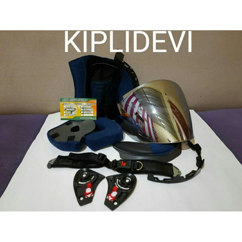 Paket komplit busa helm ink centro jet dan kaca visor flat iridium silver NORISK