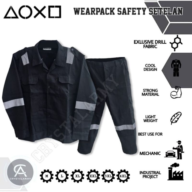 Wearpack safety setelan/ Setelan wearpack Kemeja Celana Safety Katelpak Seragam Proyek