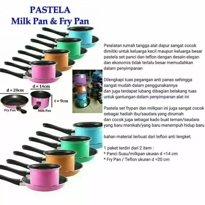 MASPION PASTELLA Milk Pan 14 cm + Frypan 20 cm 1 Set