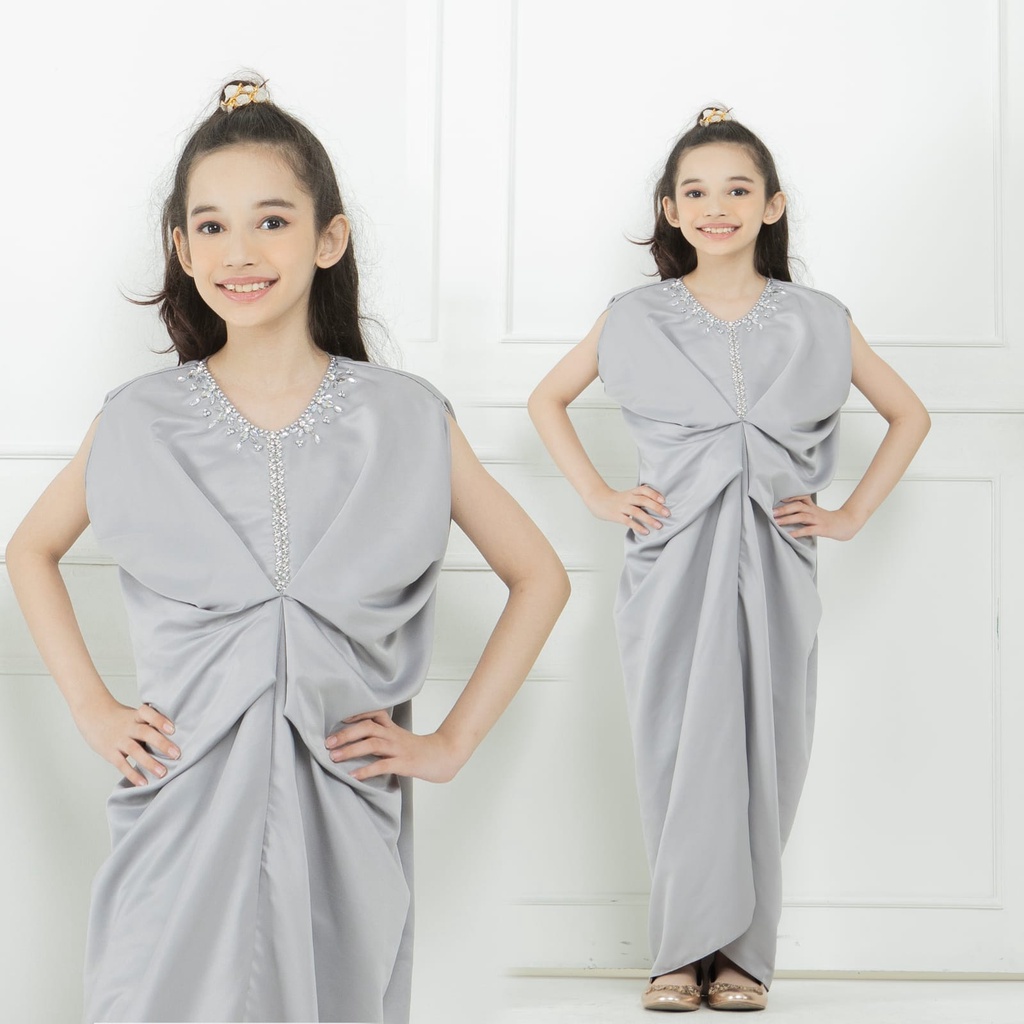 HOPYLOVY Kaftan Anak Perempuan Baju Kaftan Bahan Satin Triana Kid