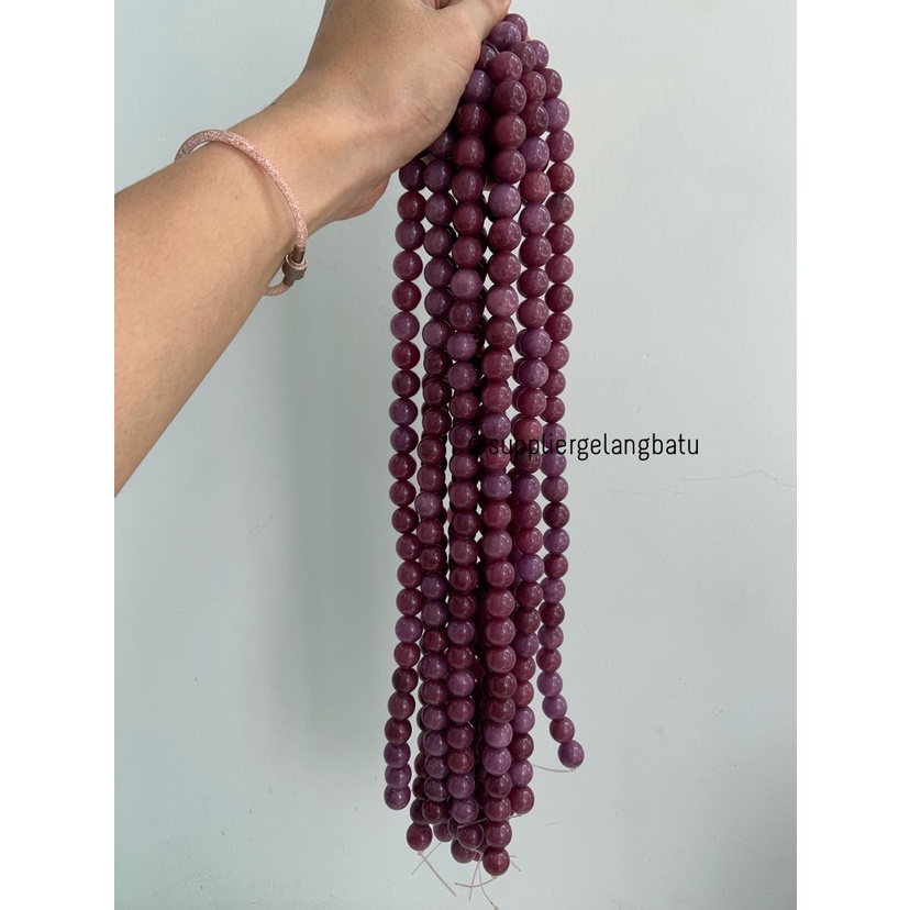 batu Brazil Purple Lavender Chalcedony 14mm natural kalsedon akik ungu bahan kalung gelang giok natural etnik vintage elegan