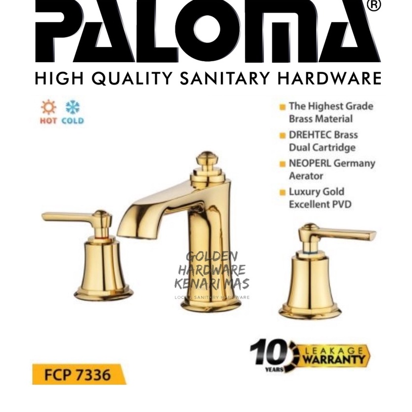 PALOMA FCP 7336 Liberty Series Keran Kran Air Panas Dingin Wastafel Sink Gold 3 Lubang