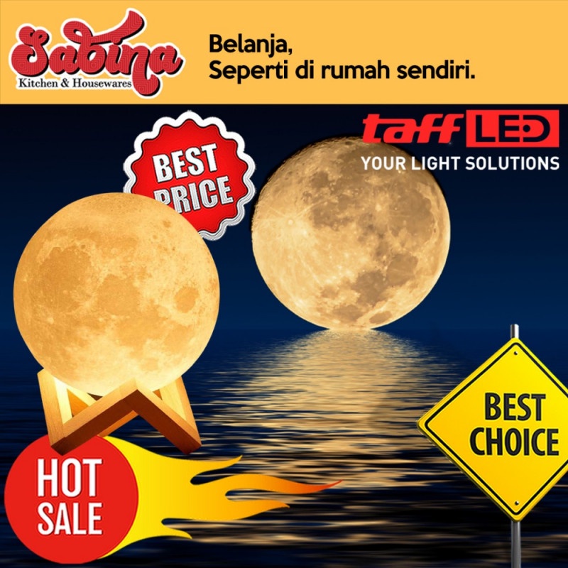 Lampu Tidur LED 3D Bentuk Bulan 12CM Desk Lamp USB Rechargeable 400mAh