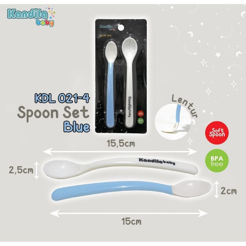 KANDILA SPOON SET  Sendok Makan Bayi isi 2 Lentur Sendok MPASI - Kandila Sendok Garpu Makan Anak Bayi dengan Box Penyimpan Spoon Fork Set Traveling - Kandila Sendok Silikon Bayi dengan box Penyimpan Gigitan Sendok Bayi