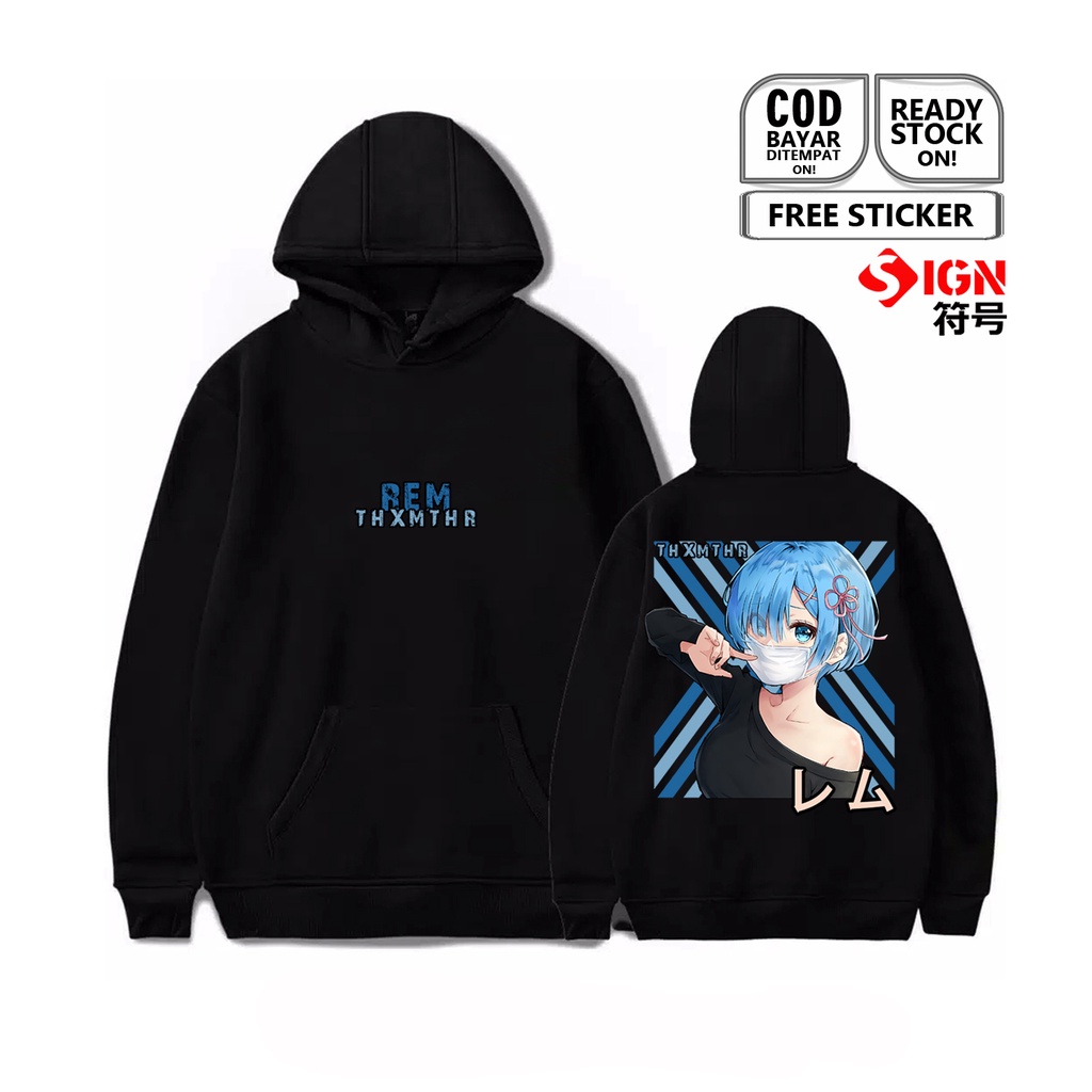 HOODIE REM RE ZERO WAIFU ANIME MANGA NATSUKI SUBARU EMILIA SATELLA ECHIDNA BAJU JEPANG COSPLAY JAPAN CULTURE OTAKU WIBU SIGN CLOTH