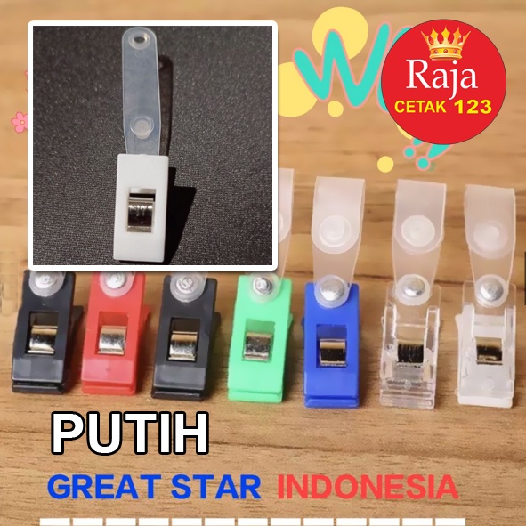 

JEPITAN ID CARD/JEPIT KARTU HOLDER NAMETAG/CAPIT BUAYA WARNA PUTIH