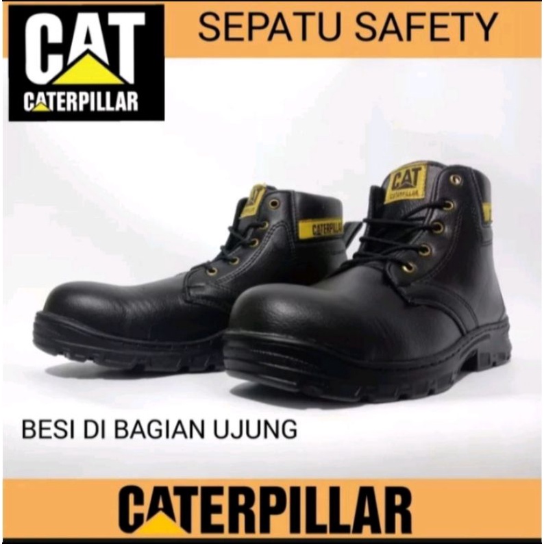 Sepatu Caterpillar pria  Sepatu Safety Boots Ujung Besi Fashion Pria Bikers Turing Sepatu Safety Proyek Ujung Besi - Septy Shoes Boot - Septi Kerja Lapangan Kulit Sintetis Tali