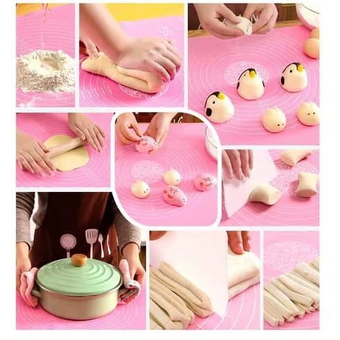 Alas Silikon Adonan Kue pastry Mat Silicone Silmat / Alas Takaran Tatakan dapur kitchen set on