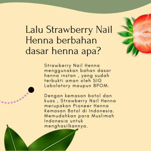 Henna Kuku - Kutek Henna Halal | Nail Henna Sah Sholat | Strawberry Nail Henna uk. 5ml FREE KIKIR KUKU