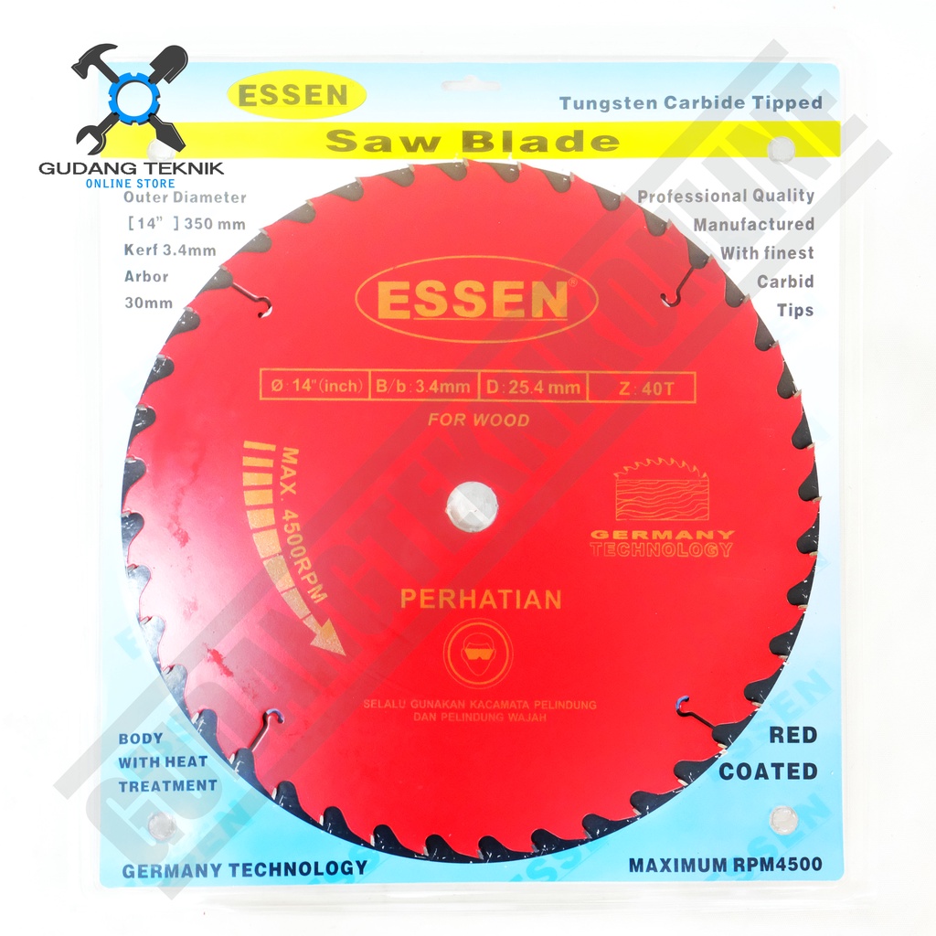 Mata Pisau KAYU Circular Saw ESSEN 14&quot; 40T 60T - Mata Gergaji Circle 14 Inch 40 60T Circular Saw Blade