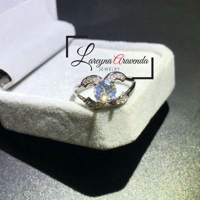 Cincin Silver S925 Kristal Model Double C Diamond CC026