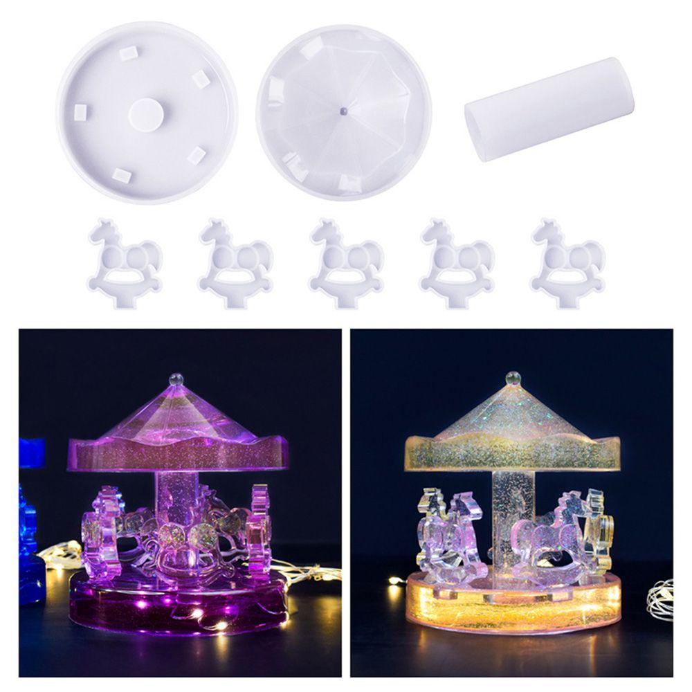 R-flower Carousel Resin Cetakan Dekorasi Rumah Perlengkapan Desktop DIY Cetakan Silikon