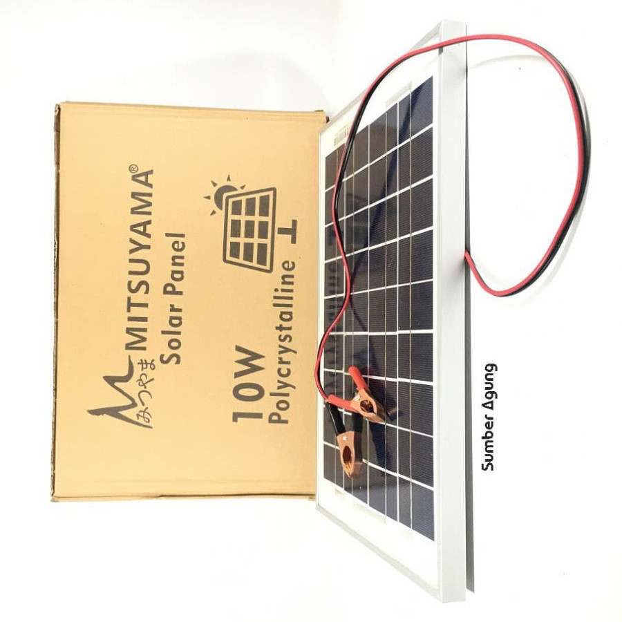 Solar Panel 10W Papan Solar Dengan Capit Aki Mitsuyama 10WP 10 Watt