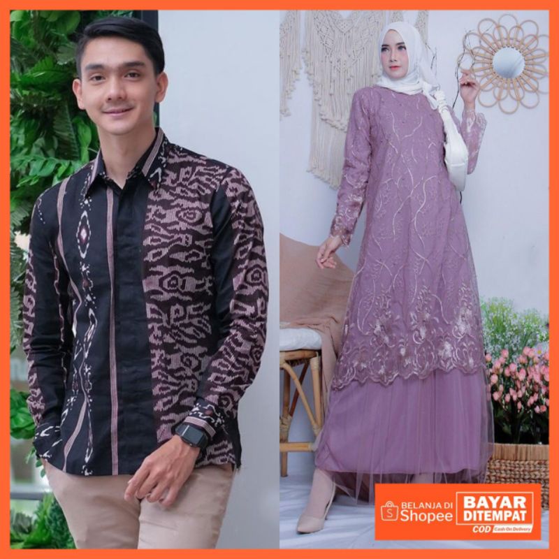 Maura Couple - Sania Ruffle Batik Couple ori Ndoro jowi DNT Garansi Termurah Shopee - BATIK MODERN