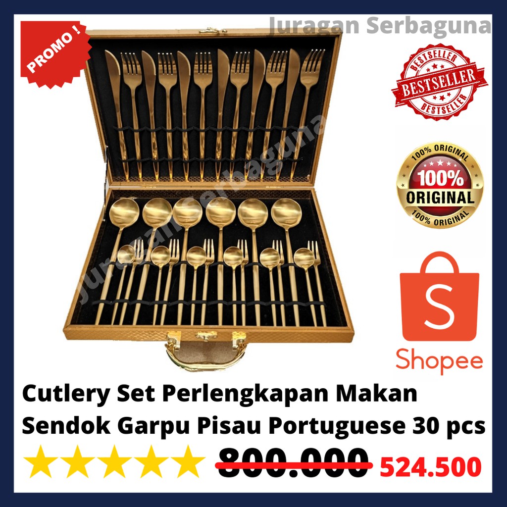 Cutlery Set Perlengkapan Makan Sendok Garpu Pisau Portuguese 30 pcs