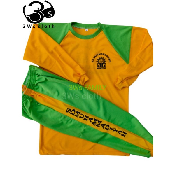 SERAGAM KAOS OLAHRAGA SD MI | KUNING HIJAU MUDA RAGLAN  ( SATUAN POLOSAN)