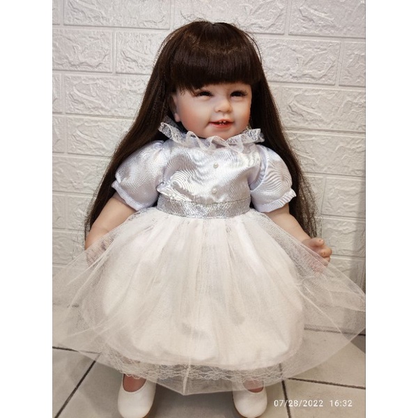 white dress boneka reborn 22-24 inch (hanya baju)