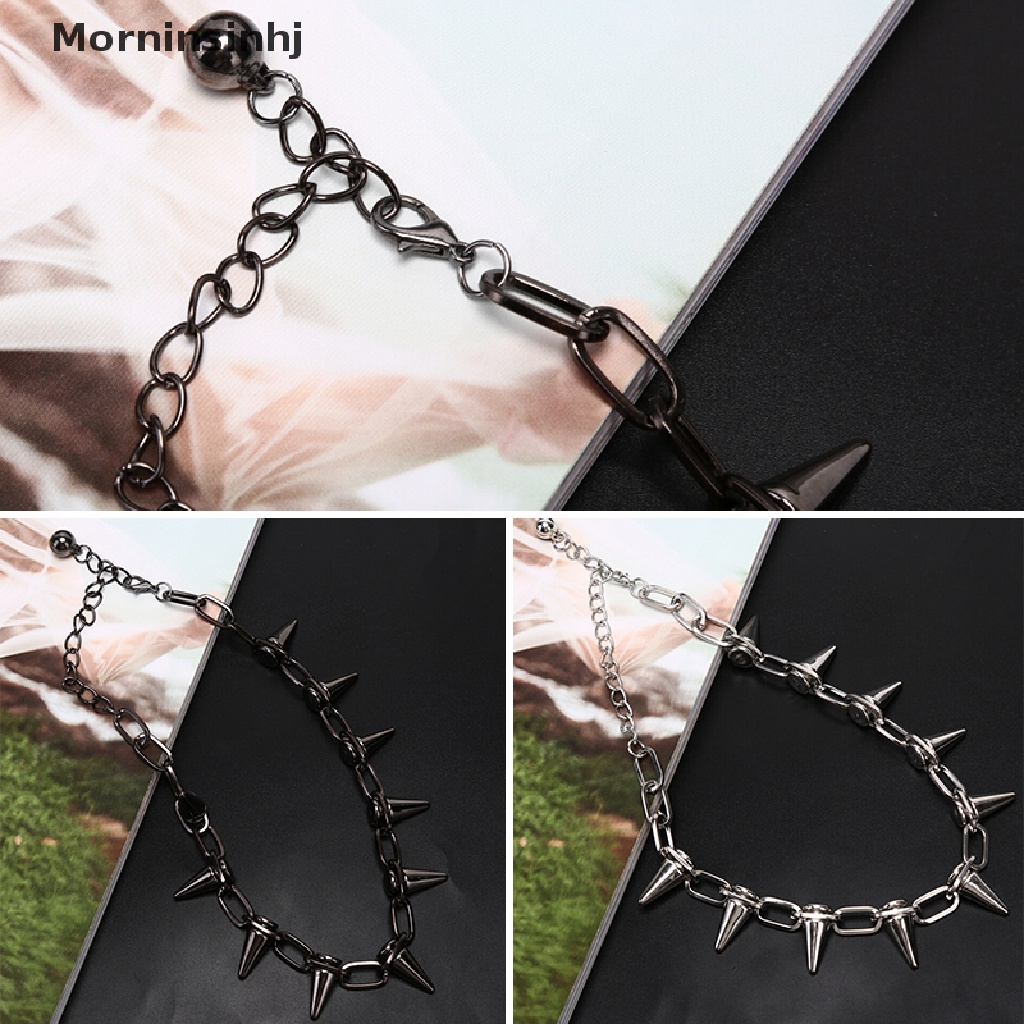 Mor Kalung Choker Punk Gothic Rock Hias Rivet Spike Rantai Sambung Untuk Biker