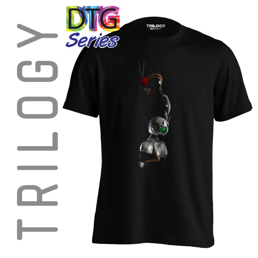 TRILOGY TRG 0379 - Kaos Kamen Rider Black & Shadow Moon - Cotton Katun Premium Tanpa Jahitan Samping