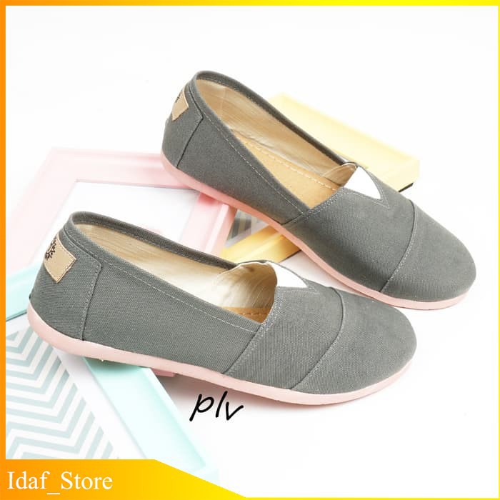 Vahn SUKI Sepatu Flat Shoes Kerja Wanita Casual Santai Hitam Abu FMD05
