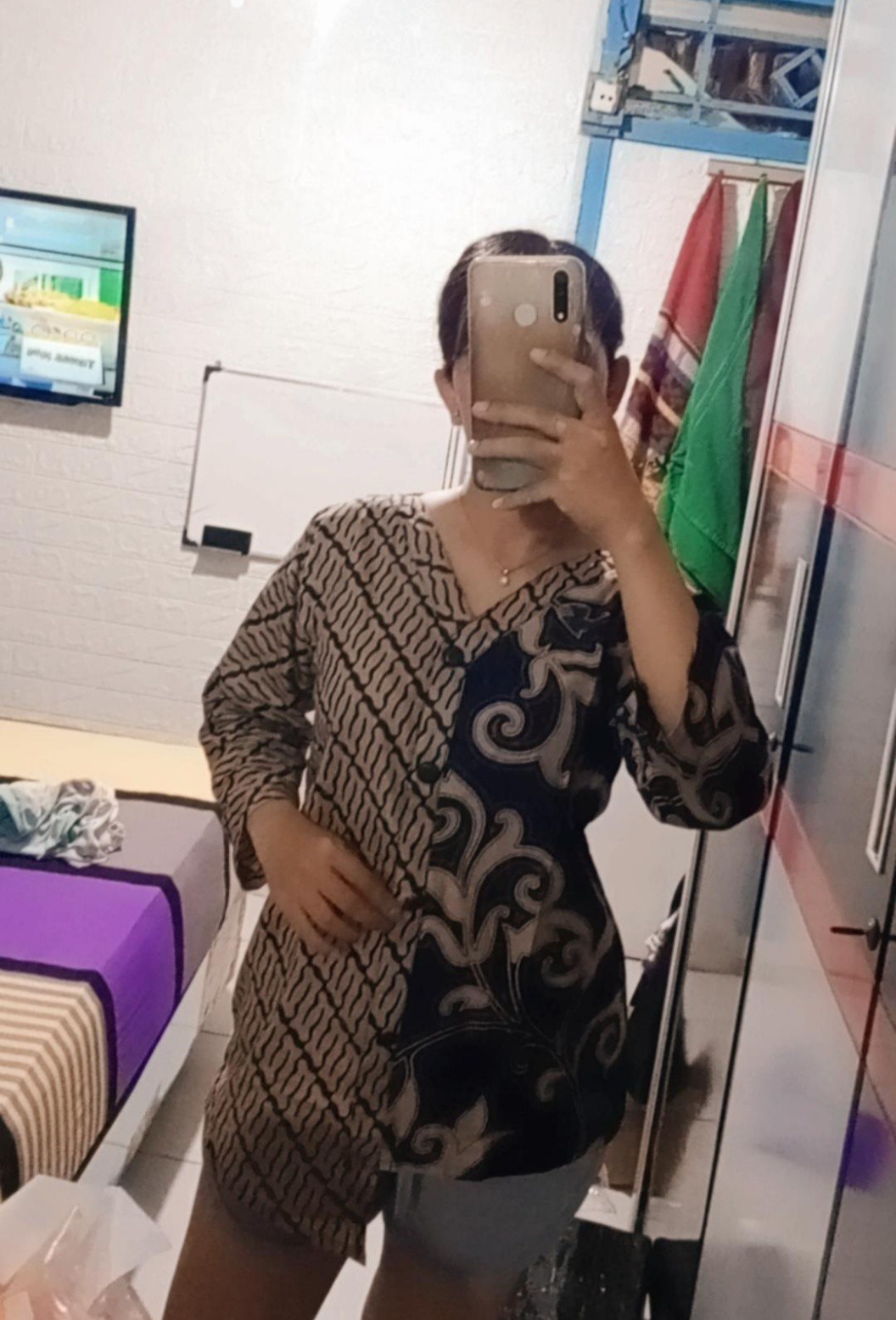 Couple Batik Wanita Modern Putri Kembar Navy / Blouse Batik / Hem Batik - S M L Xl Xxl 3l 4l 5l