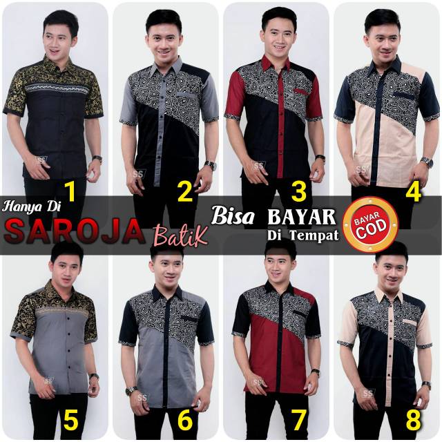 PROMO BIG SALE - KEMEJA PANJANG KOMBINASI BATIK PRADA MURAH BEST SELER M L XL BAJU COWOK SERAGAM