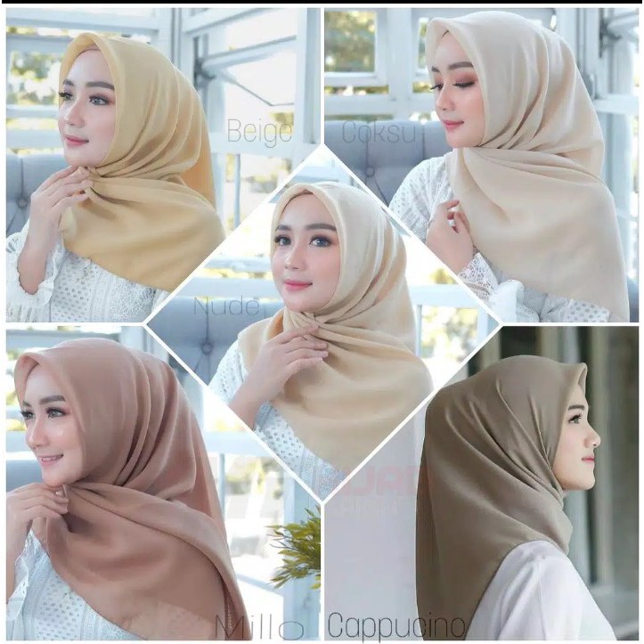 Kerudung Segiempat Polos BELLA SQUARE Hijab Pollycotton Jilbab Bela Murah