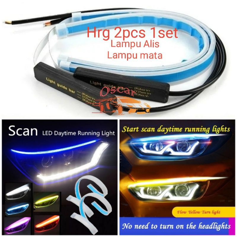 Lampu Alis LED DRL Lampu Runing Turning Mata Headlamp Mobil Lampu Depan Kepala Motor Sein 12V Sein