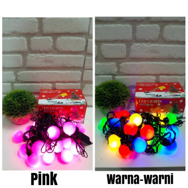 DEKORASI NATAL LAMPU LED BULAT PINK WARNA WARNI HIASAN POHON NATAL CHRISTMAS ACC