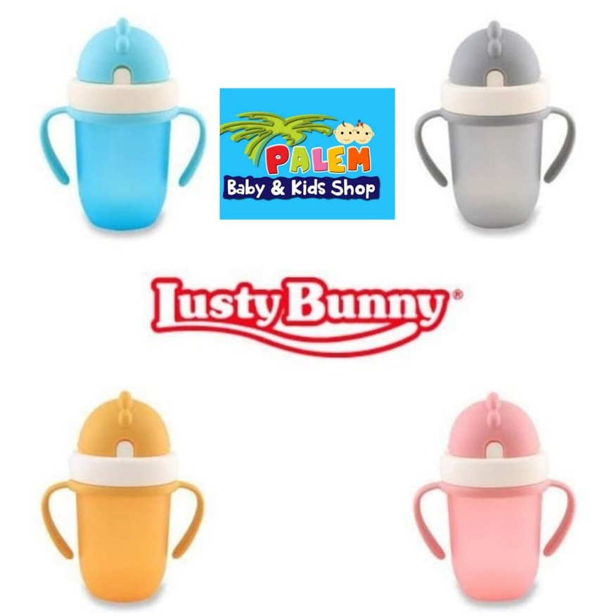 lusty bunny training cup handle with straw 210ml dan 300ml