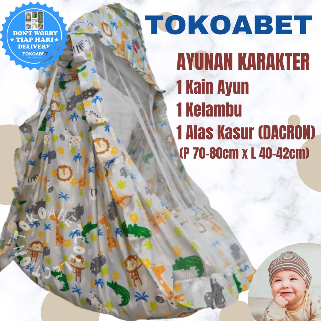 AYUNAN KARAKTER Bayi Baby dan Anak Kain Katun Kelambu Alas Kasur Lembut Variasi NO PER NO HANGER TOKOABET