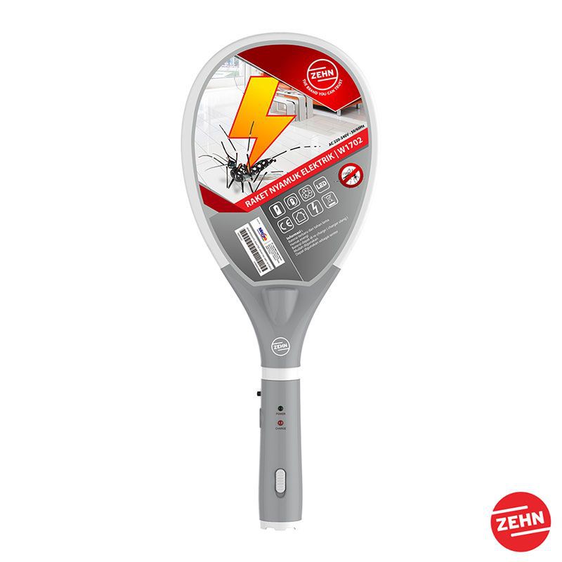 RRMS Zehn KN-W1702 Raket Nyamuk dengan Senter Mosquito Merah atau Abu