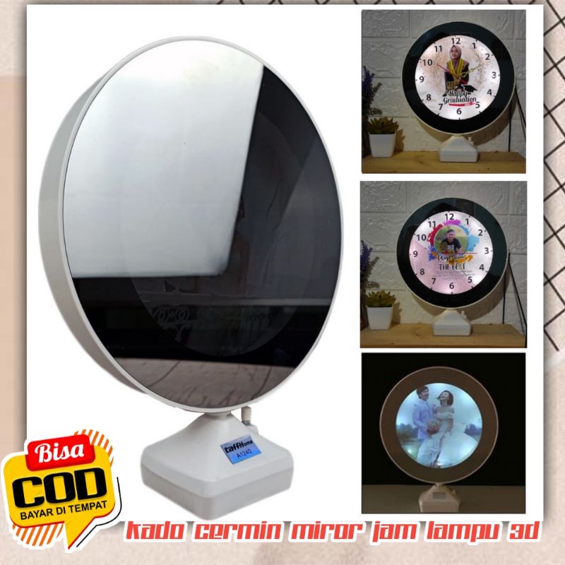 Kado unik cermin ajaib mirror jam 3d free kabel Usb