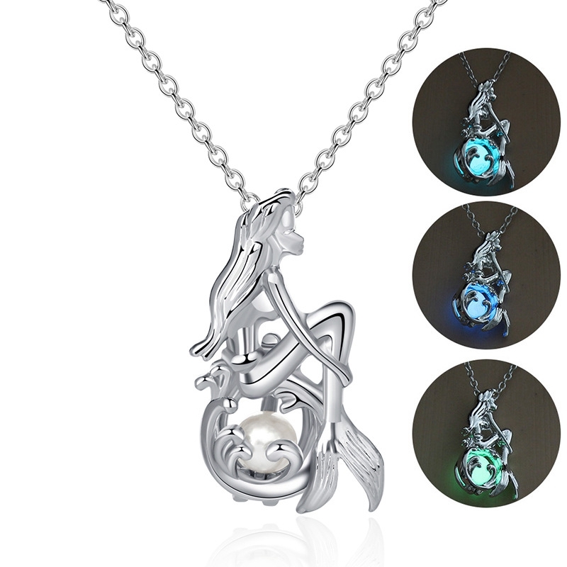 Luminous Mermaid Moonstone Pendant Kalung Wanita / Aksesoris Perhiasan