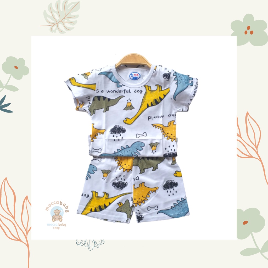 MBSS - Setelan Bayi Pendek FULLPRINT KL / Baju Anak Unisex Setelan Pendek Anak / Baju Bayi Import A124