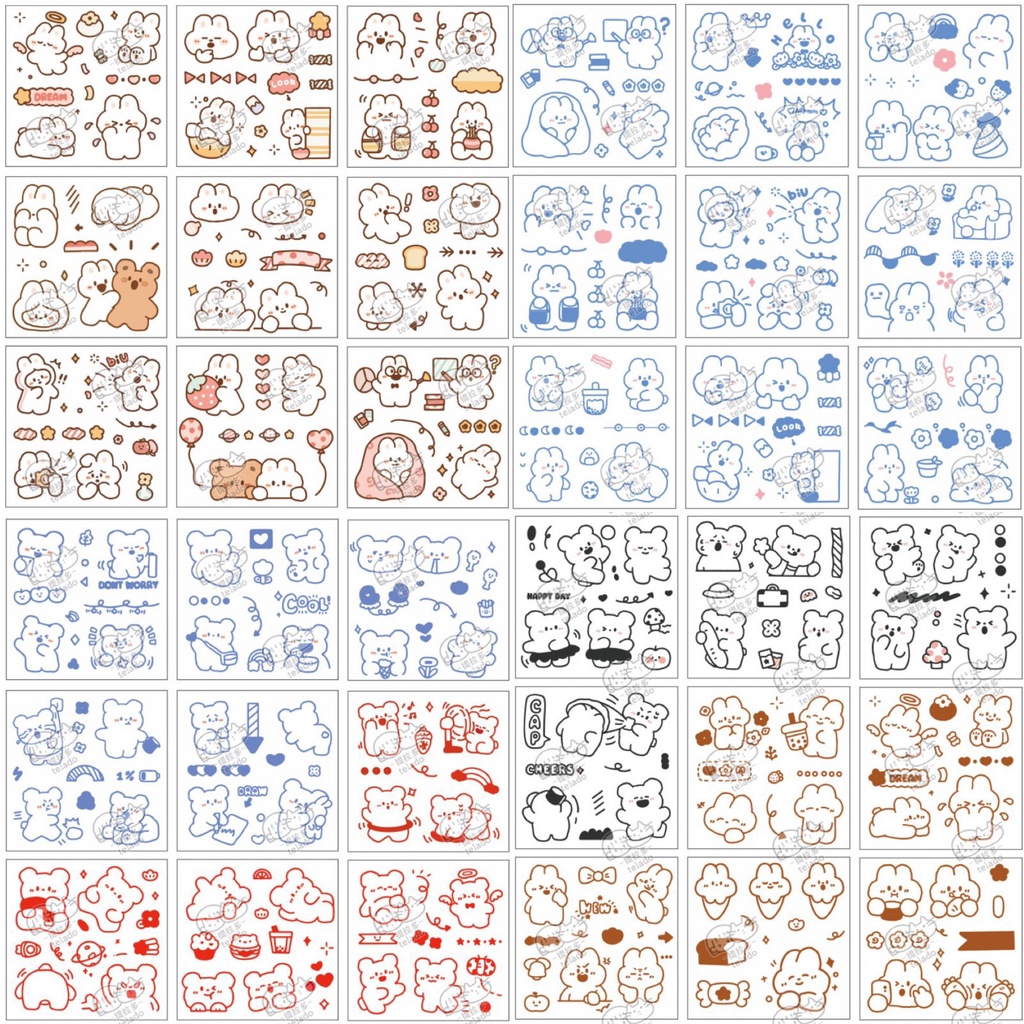 Stiker Aesthetic Cute Bear By Telado Design DIY Buku Tumblr Mini Box / 1 Pcs-Cute Bear