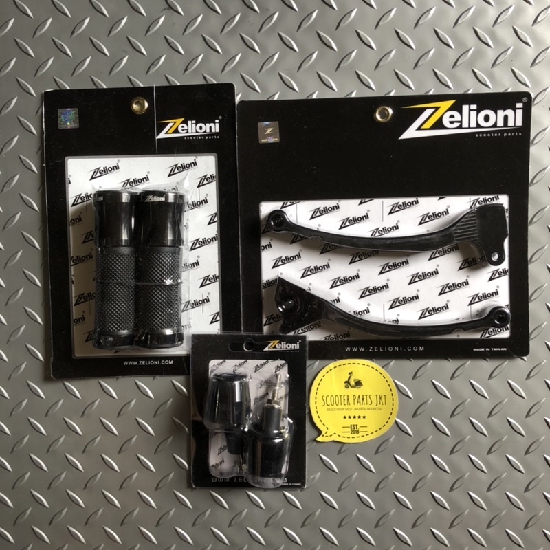 Paket Handle Zelioni, Handgrip Zelioni Dan Stabilizer Zelioni Black Vespa Sprint Prima S LX LXV