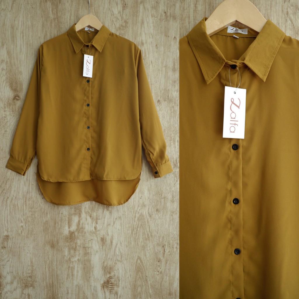 KEMEJA WANITA BASIC by ZALFA-Mustard