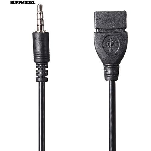 ⏲3.5mm Male Audio AUX-in-Jack untuk USB 2.0 Tipe A Perempuan OTG Converter Cable