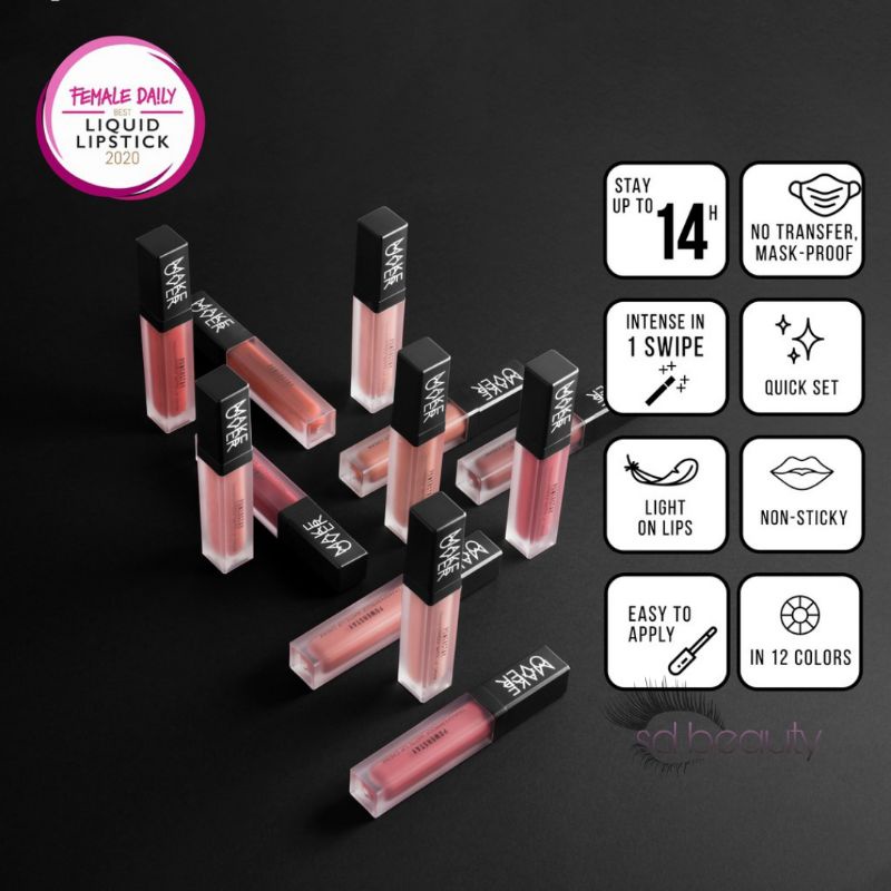 SD_BEAUTY Make over powerstay transferproof matte lip cream 7g| lipstik lip cream make over