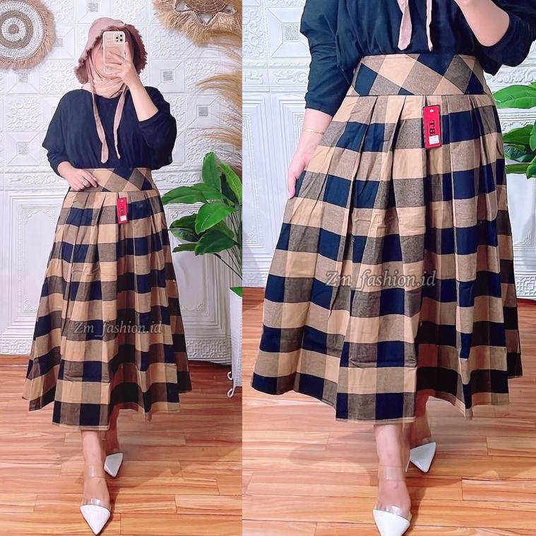 ROK FLANEL MIDI 7/8 // ROK 7/8 MIDI KOTAK FLANEL // ROK REMPEL KOTAK FLANEL IMPORT MIDI// ROK TARTAN