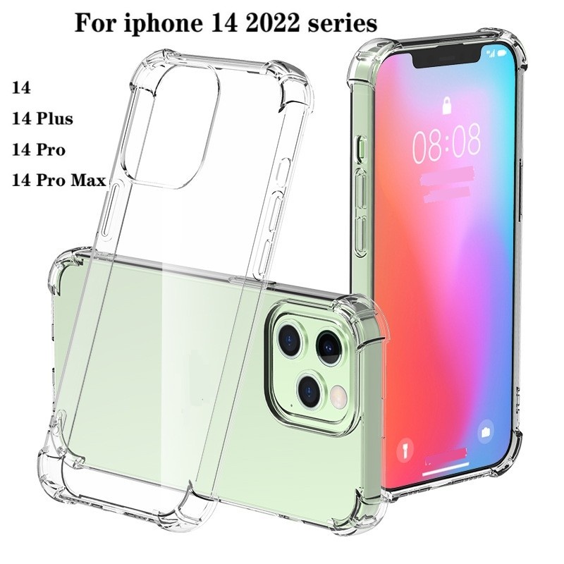 Case Pelindung Lensa Kamera Bahan Silikon Bening Tahan Banting Anti Jatuh Untuk iPhone 14 14 Plus 14 Pro Max