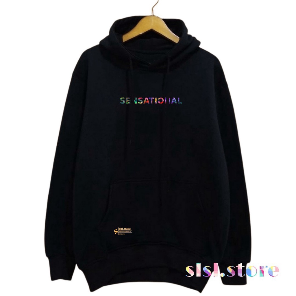 Swater Hoodie Jumper Pria Distro Sensational Lagi Viral Katun Flece Hitam Premium Terbaru 2022