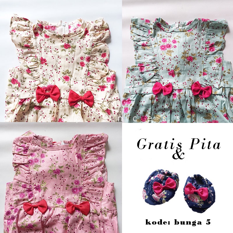 Setelan Baju Piyama Bayi 0- 12 bulan GRATIS Pita Ulang Tahun Perempuan Katun Adem New Born KA119