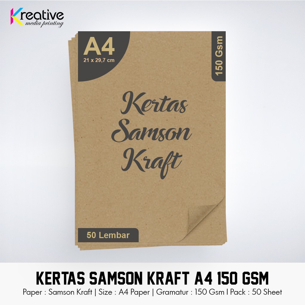 

Kertas Samson Kraft (A4 / 150 gsm / 1 pack = 50 lbr)