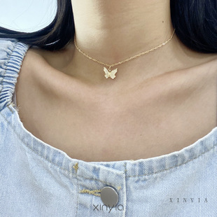 【CHECKOUT RP100】Kalung Rantai Kupu Liontin Untuk Wanita