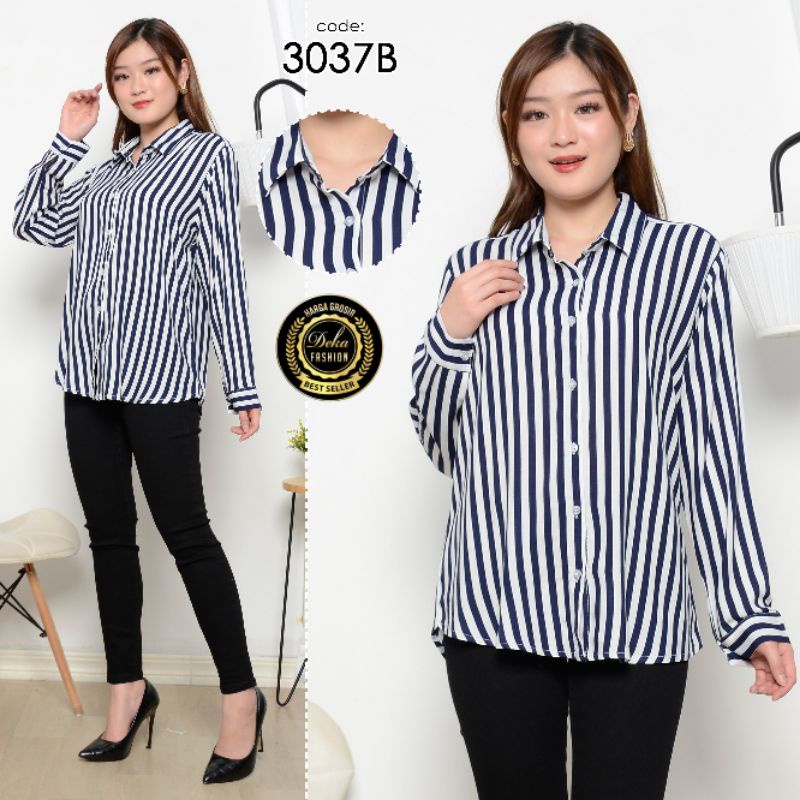 KEMEJA WANITA SALUR KATUN RAYON. 3037-Navy B